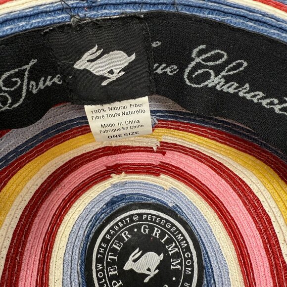 Peter Grimm Womens Multicolor Rainbow Striped Wide Brim Sun Hat Natural Fiber - Picture 5 of 8